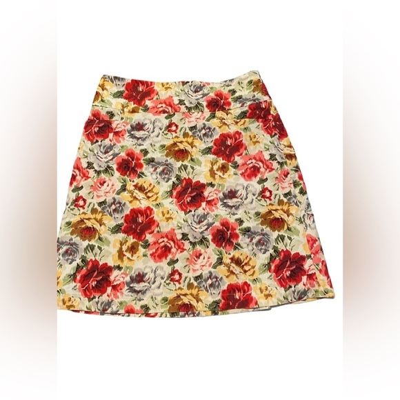 Dema Floral A-Line Thin Line Corduroy Skirt - Picture 1 of 7